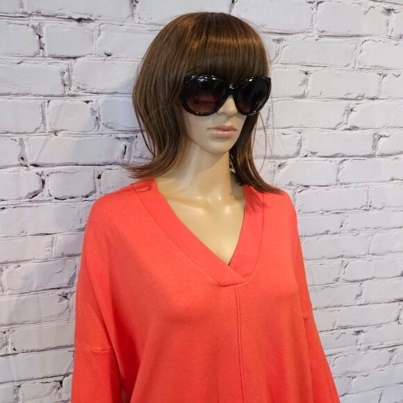 ANN TAYLOR - Silk blend - Comfy orange pullover v-neck dolman sweater - Picture 5 of 8